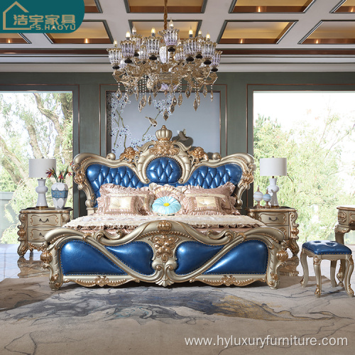 french European king leather bed furniture